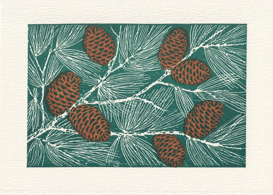 Pinecones - Personalize letterpress holiday card
