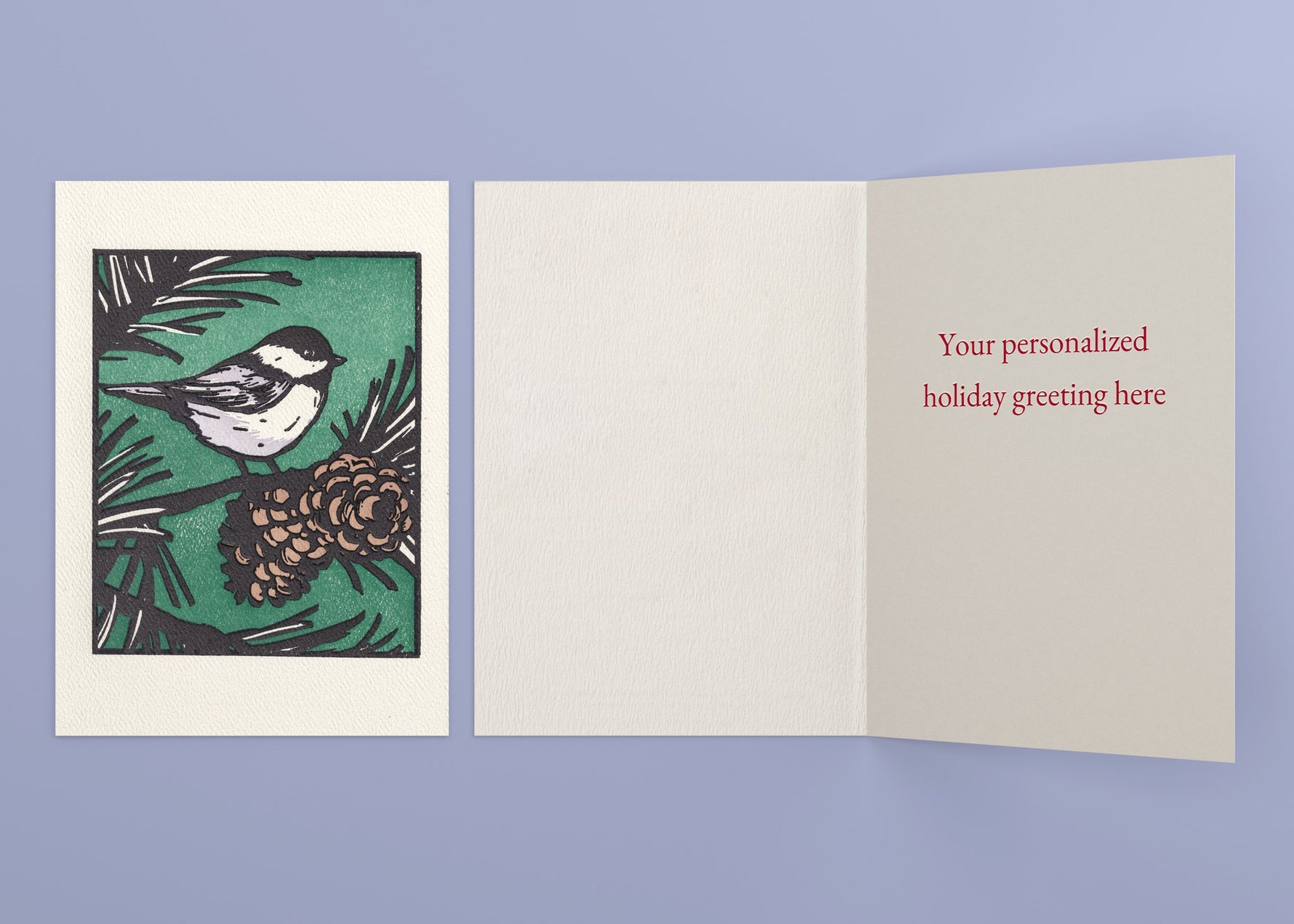 Black Capped personalized card — front and interior with sample greeting