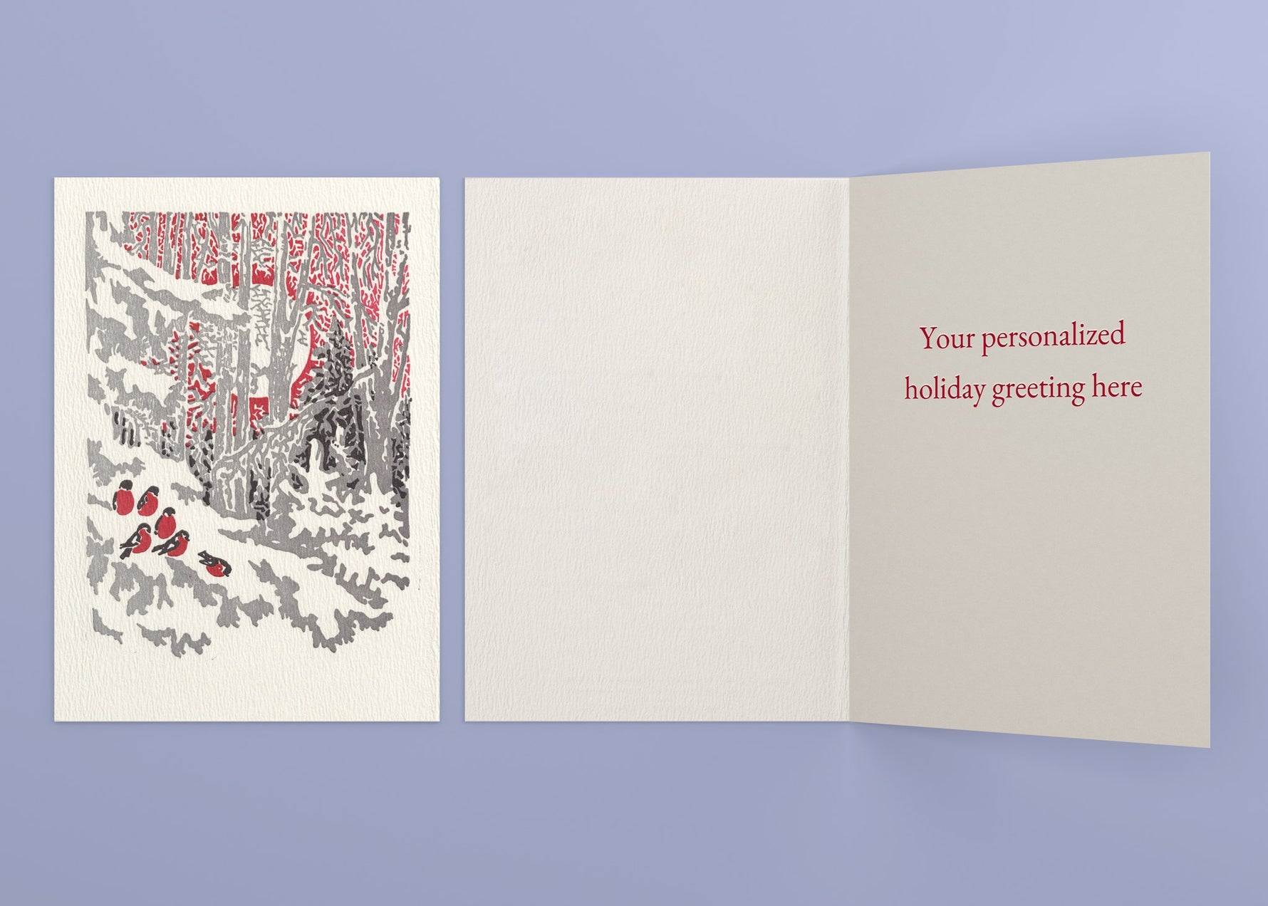 Evensong personalized card — front and interior with sample greeting
