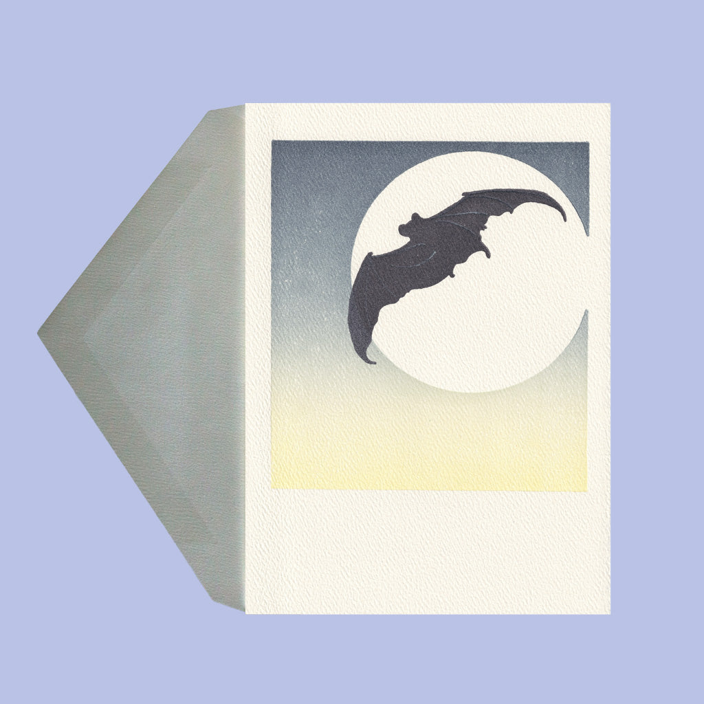 Moon Bat - Letterpress greeting card – Saturn Press