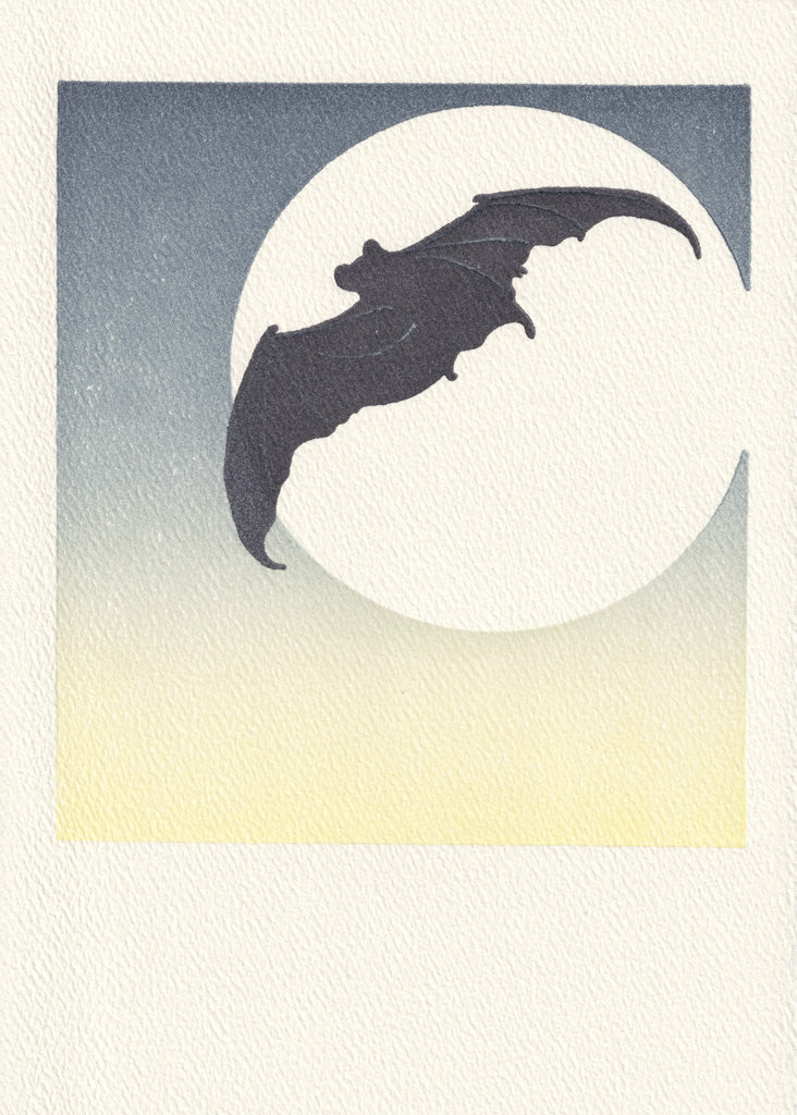 Chris Sutton 限定版直筆アートプリント Moon Bat - Letterpress greeting card – Saturn Press