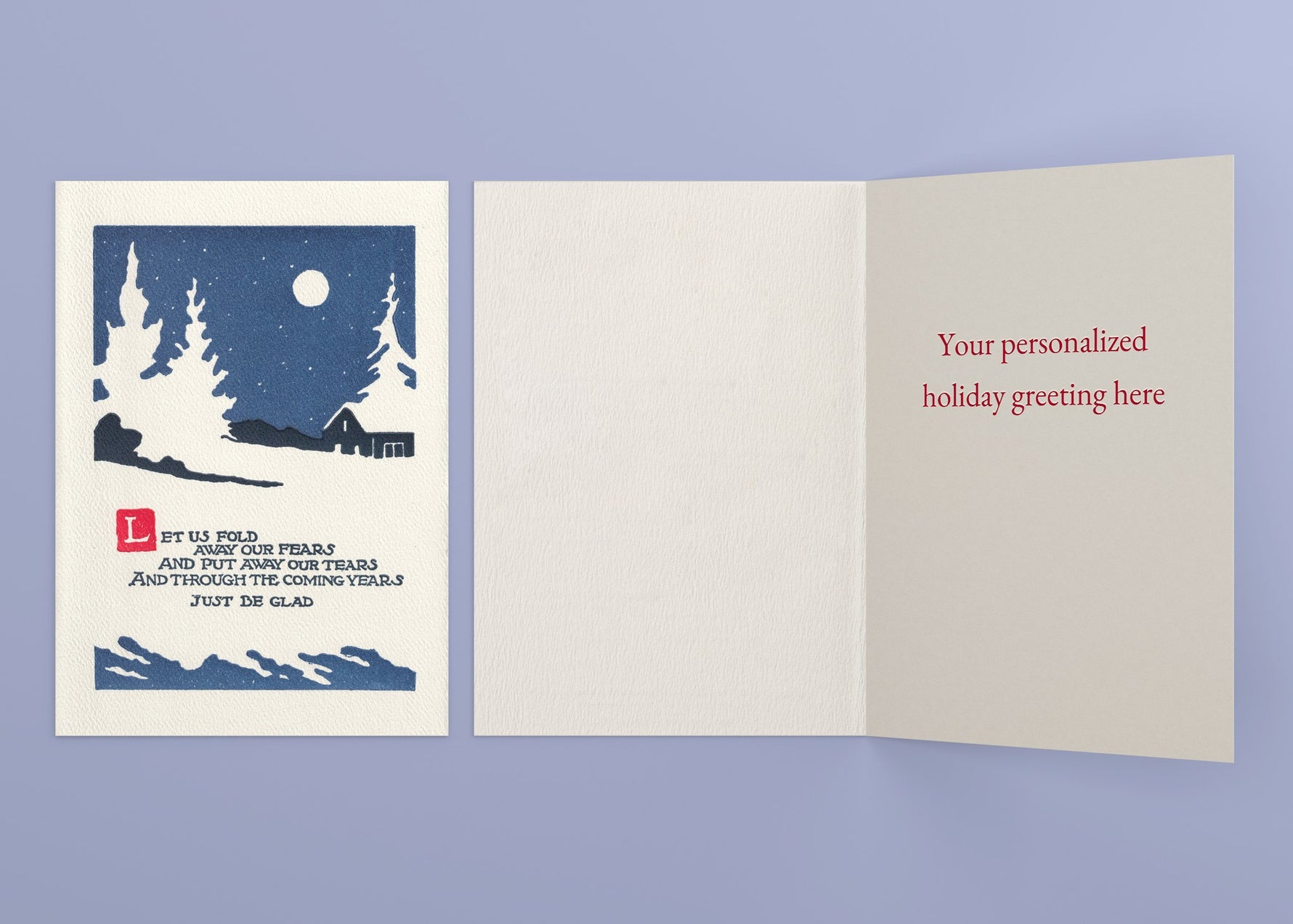 Be Glad personalized card — front and interior with sample greeting