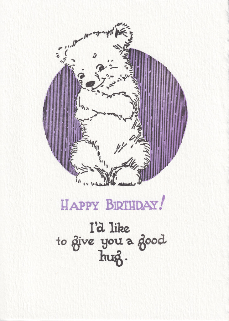 Bear Hug Birthday Card - Letterpress greeting card with happy birthday ...