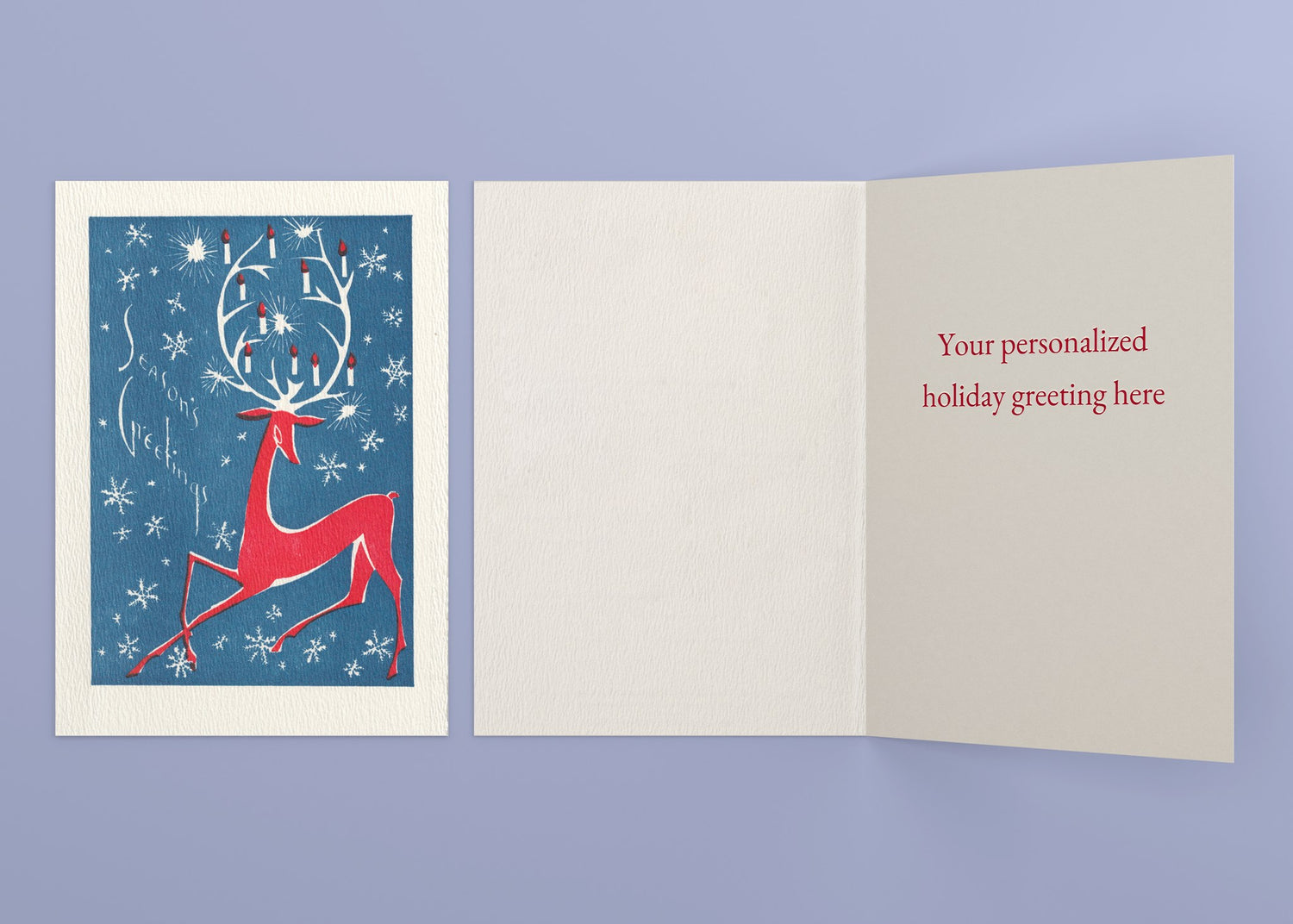 Lucia personalized card — front and interior with sample greeting