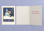 Winter Moonlight personalized card — front and interior with sample greeting