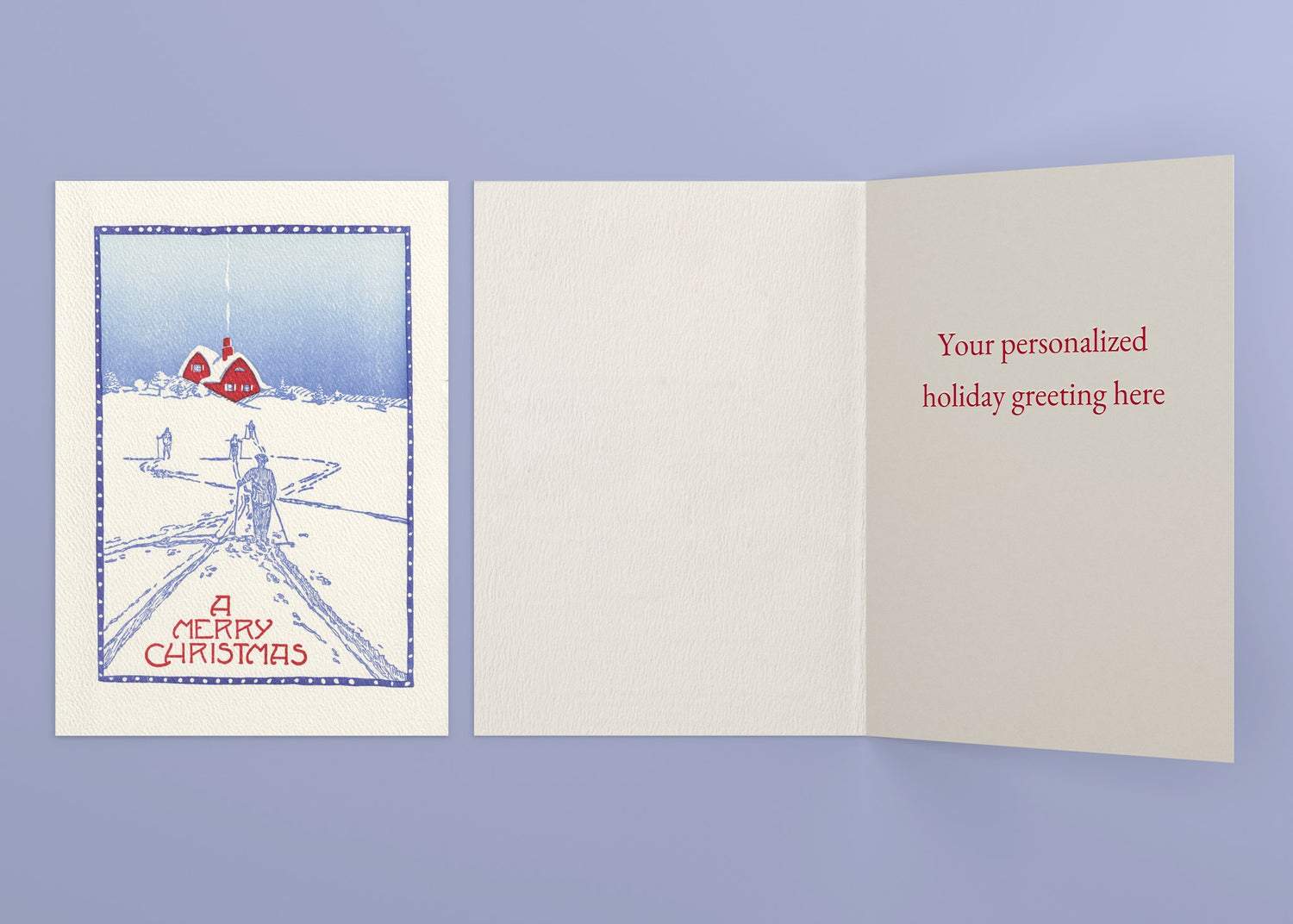 Happy Trails personalized card — front and interior with sample greeting