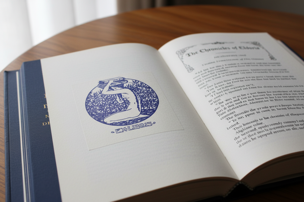 Muse in Blue bookplate on inside cover